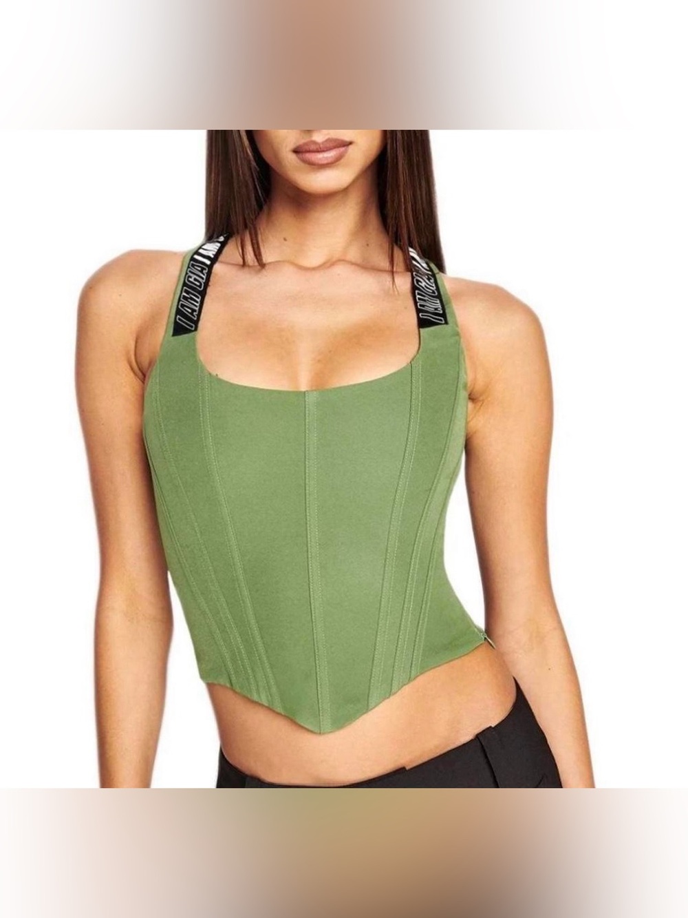 Olive Green Flared Pants & Corset Set